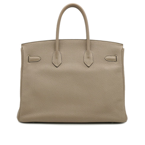 HERMES BIRKIN 35 GRIS TOURTERELLE TOGO HAND BAG 2009 SQUARE M PALLADIUM HARDWARE 90334516