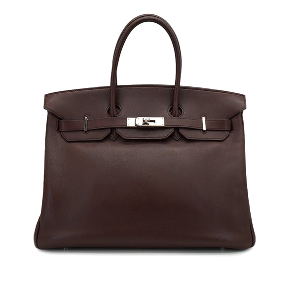 HERMES BIRKIN 35 HAVANE VEAU GULLIVER HAND BAG 2006 SQUARE J PALLADIUM HARDWARE 90331396