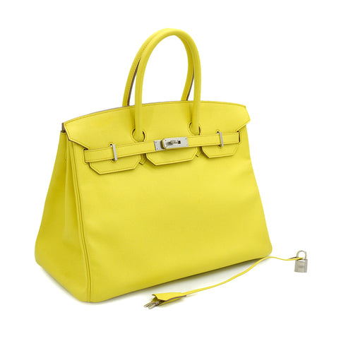 HERMES BIRKIN 35 LIME EPSOM HAND BAG 2013 SQUARE Q PALLADIUM HARDWARE 90334301