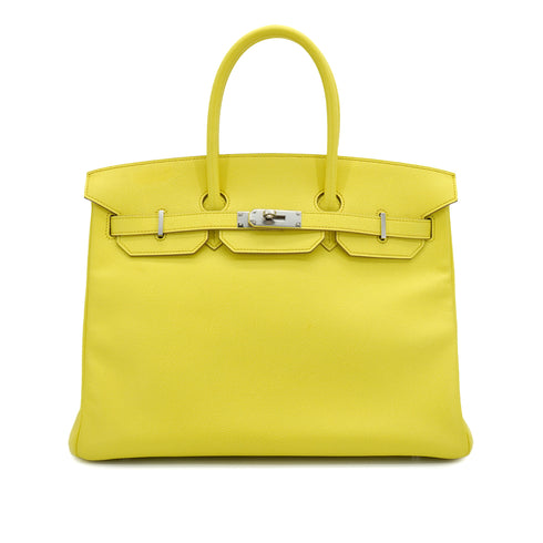 HERMES BIRKIN 35 LIME EPSOM HAND BAG 2013 SQUARE Q PALLADIUM HARDWARE 90334301