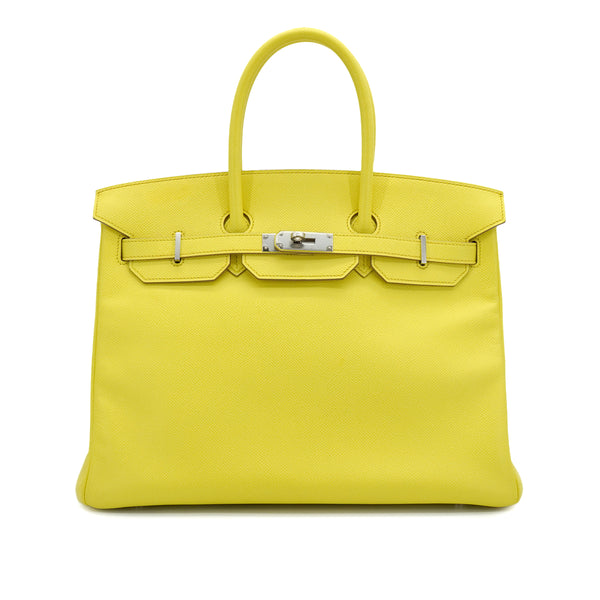 HERMES BIRKIN 35 LIME EPSOM HAND BAG 2013 SQUARE Q PALLADIUM HARDWARE 90334301