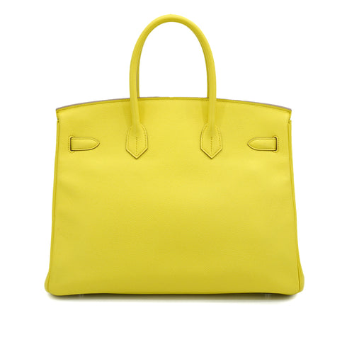 HERMES BIRKIN 35 LIME EPSOM HAND BAG 2013 SQUARE Q PALLADIUM HARDWARE 90334301