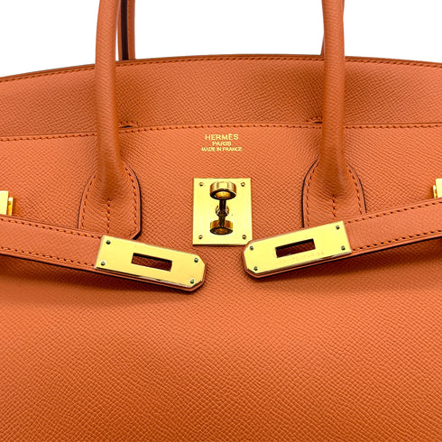 HERMES BIRKIN 35 MANGO EPSOM HAND BAG 2012 SQUARE P GOLD HARDWARE 90323087