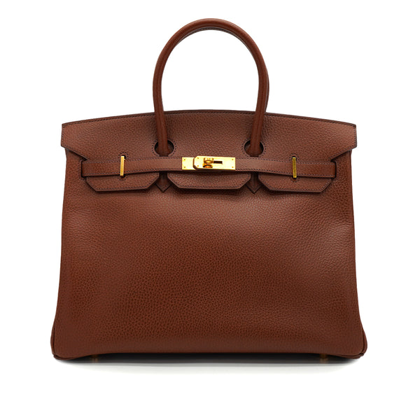 HERMES BIRKIN 35 MARRON FONCE ARDENNES HAND BAG 2003 SQUARE G GOLD HARDWARE 90326744