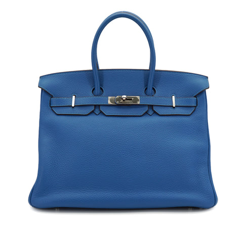 HERMES BIRKIN 35 MYKONOS TAURILLON CLEMENCE HAND BAG 2011 SQUARE O PALLADIUM HARDWARE 90331419