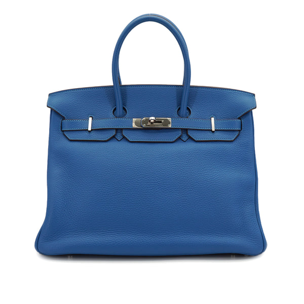 HERMES BIRKIN 35 MYKONOS TAURILLON CLEMENCE HAND BAG 2011 SQUARE O PALLADIUM HARDWARE 90331419
