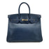HERMES BIRKIN 35 NAVY BOX CALF HAND BAG 2001 SQUARE E PALLADIUM HARDWARE 90324143