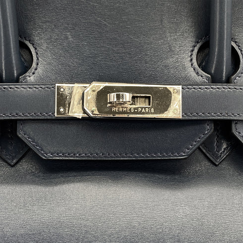 HERMES BIRKIN 35 NAVY BOX CALF HAND BAG 2001 SQUARE E PALLADIUM HARDWARE 90324143