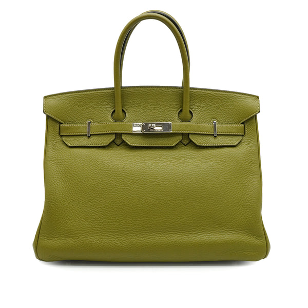 HERMES BIRKIN 35 PISTACHIO TOGO HAND BAG 2008 SQUARE L PALLADIUM HARDWARE 90340175