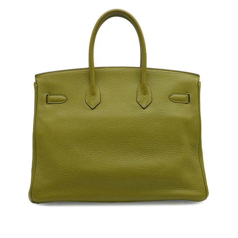 HERMES BIRKIN 35 PISTACHIO TOGO HAND BAG 2008 SQUARE L PALLADIUM HARDWARE 90340175