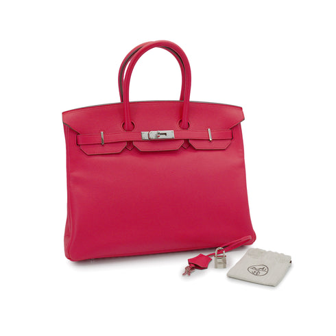 HERMES BIRKIN 35 ROSE EXTREME VEAU EPSOM HAND BAG 2019 D STAMP PALLADIUM HARDWARE 90341918