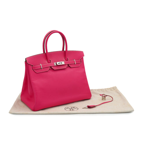 HERMES BIRKIN 35 ROSE TYRIEN VEAU EPSOM HAND BAG 2013 SQUARE Q PALLADIUM HARDWARE 90331279