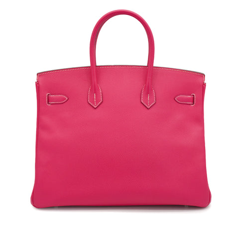 HERMES BIRKIN 35 ROSE TYRIEN VEAU EPSOM HAND BAG 2013 SQUARE Q PALLADIUM HARDWARE 90331279
