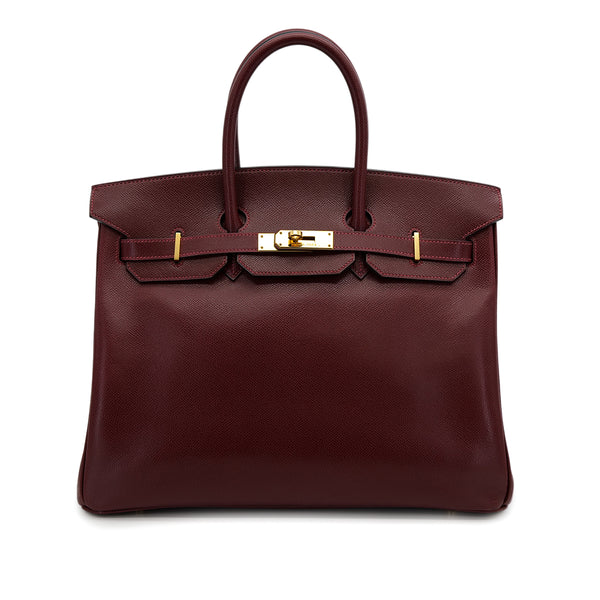 HERMES BIRKIN 35 ROUGE H LISSE HAND BAG 2003 SQUARE G GOLD HARDWARE 90319582