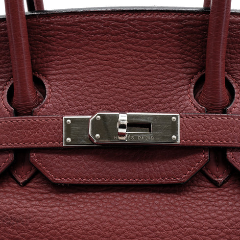 HERMES BIRKIN 35 ROUGE H TAURILLON CLEMENCE HAND BAG 2005 SQUARE I PALLADIUM HARDWARE 90342565