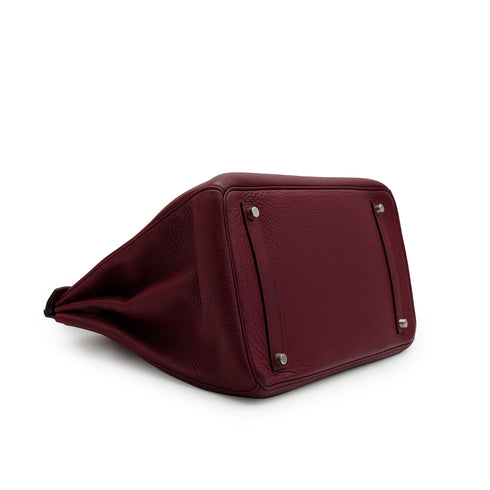 HERMES BIRKIN 35 ROUGE H TAURILLON CLEMENCE HAND BAG 2005 SQUARE I PALLADIUM HARDWARE 90342565