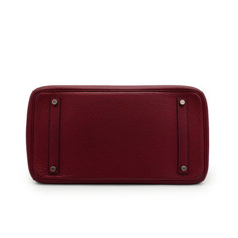 HERMES BIRKIN 35 ROUGE H TAURILLON CLEMENCE HAND BAG 2005 SQUARE I PALLADIUM HARDWARE 90342565