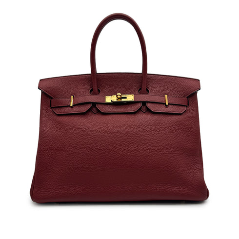 HERMES BIRKIN 35 ROUGE H TAURILLON CLEMENCE HAND BAG 2006 SQUARE J GOLD HARDWARE 90317873