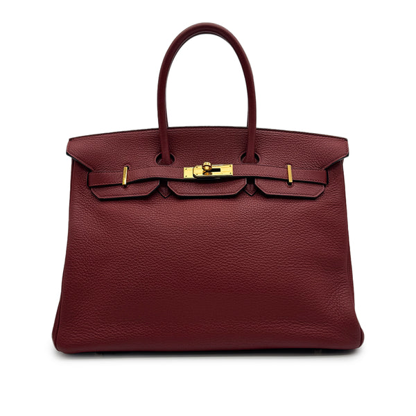 HERMES BIRKIN 35 ROUGE H TAURILLON CLEMENCE HAND BAG 2006 SQUARE J GOLD HARDWARE 90317873