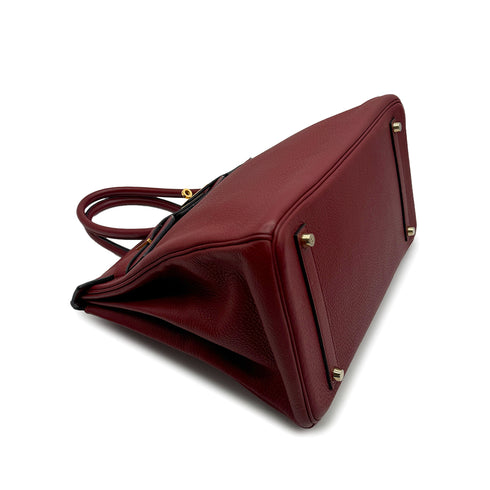 HERMES BIRKIN 35 ROUGE H TAURILLON CLEMENCE HAND BAG 2006 SQUARE J GOLD HARDWARE 90317873