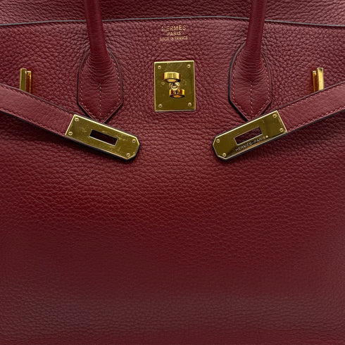 HERMES BIRKIN 35 ROUGE H TAURILLON CLEMENCE HAND BAG 2006 SQUARE J GOLD HARDWARE 90317873