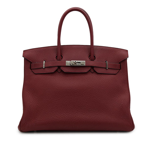 HERMES BIRKIN 35 ROUGE H TAURILLON CLEMENCE HAND BAG 2008 SQUARE L PALLADIUM HARDWARE 90322020