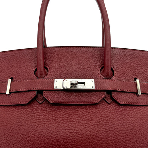 HERMES BIRKIN 35 ROUGE H TAURILLON CLEMENCE HAND BAG 2008 SQUARE L PALLADIUM HARDWARE 90322020
