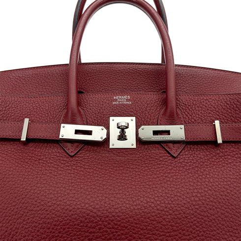 HERMES BIRKIN 35 ROUGE H TAURILLON CLEMENCE HAND BAG 2008 SQUARE L PALLADIUM HARDWARE 90322020