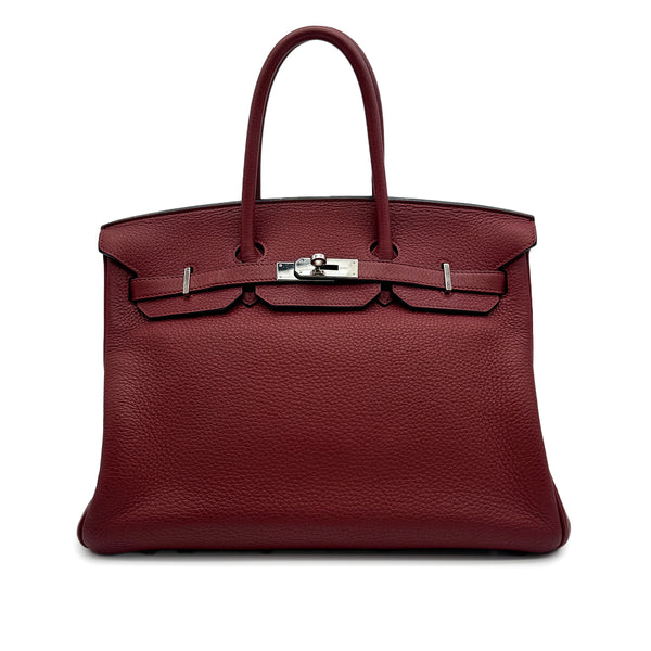 HERMES BIRKIN 35 ROUGE H TAURILLON CLEMENCE HAND BAG 2011 SQUARE O PALLADIUM HARDWARE 90317858