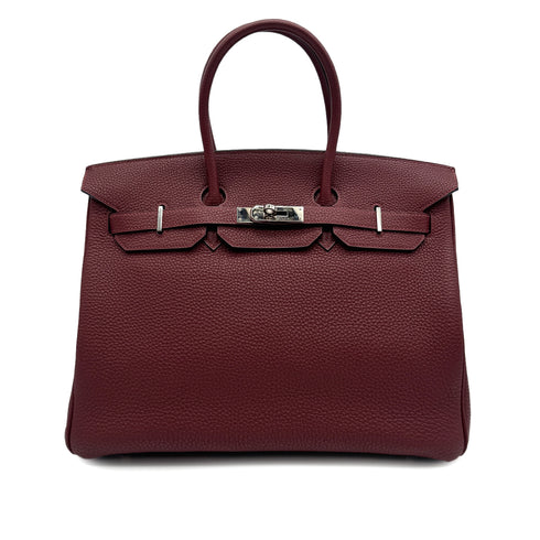 HERMES BIRKIN 35 ROUGE H TOGO HAND BAG 2005 SQUARE I PALLADIUM HARDWARE 90328923
