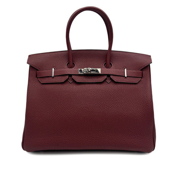HERMES BIRKIN 35 ROUGE H TOGO HAND BAG 2005 SQUARE I PALLADIUM HARDWARE 90328923