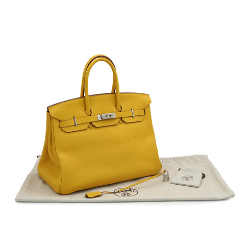 HERMES BIRKIN 35 SOLEIL TOGO HAND BAG 2009 SQUARE M PALLADIUM HARDWARE 90334123