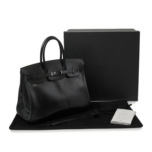 HERMES BIRKIN 35 SO BLACK BOX CALF HAND BAG 2011 SQUARE O BLACK HARDWARE 90346654