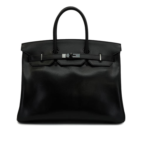 HERMES BIRKIN 35 SO BLACK BOX CALF HAND BAG 2011 SQUARE O BLACK HARDWARE 90346654