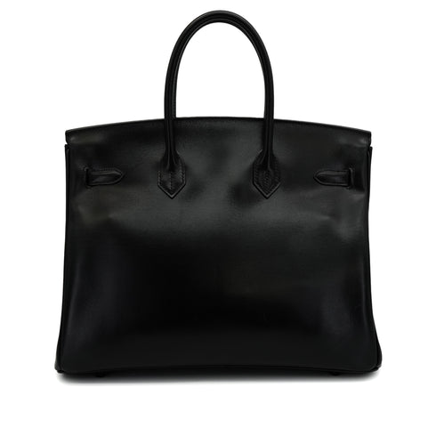 HERMES BIRKIN 35 SO BLACK BOX CALF HAND BAG 2011 SQUARE O BLACK HARDWARE 90346654