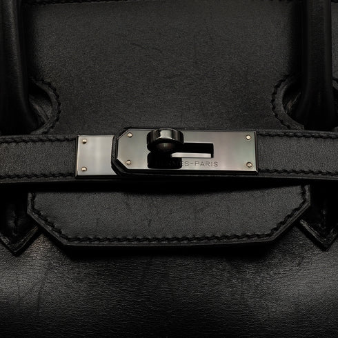HERMES BIRKIN 35 SO BLACK BOX CALF HAND BAG 2011 SQUARE O BLACK HARDWARE 90346654