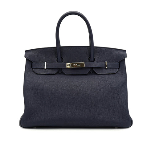 HERMES BIRKIN 35 VERSO BLUE NUIT ORANGE TOGO HAND BAG 2017 A STAMP PALLADIUM HARDWARE 90334134