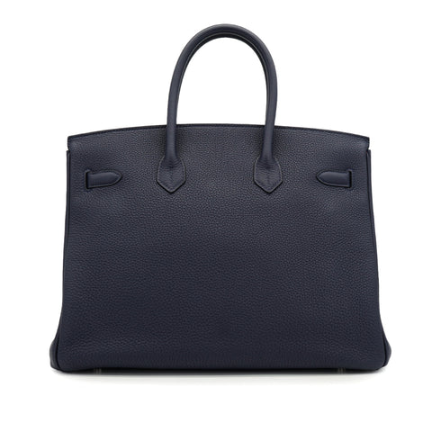 HERMES BIRKIN 35 VERSO BLUE NUIT ORANGE TOGO HAND BAG 2017 A STAMP PALLADIUM HARDWARE 90334134