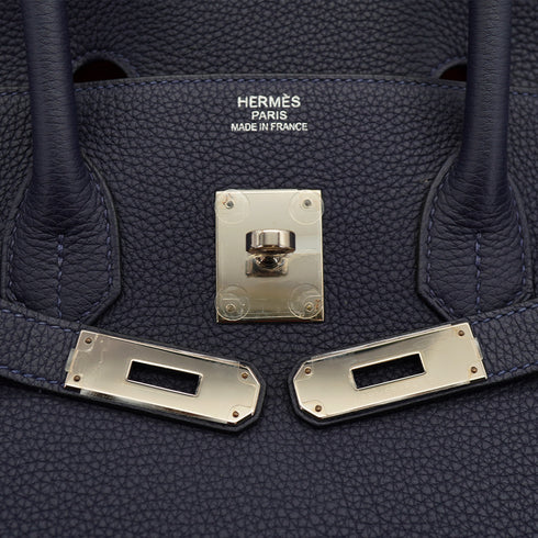 HERMES BIRKIN 35 VERSO BLUE NUIT ORANGE TOGO HAND BAG 2017 A STAMP PALLADIUM HARDWARE 90334134