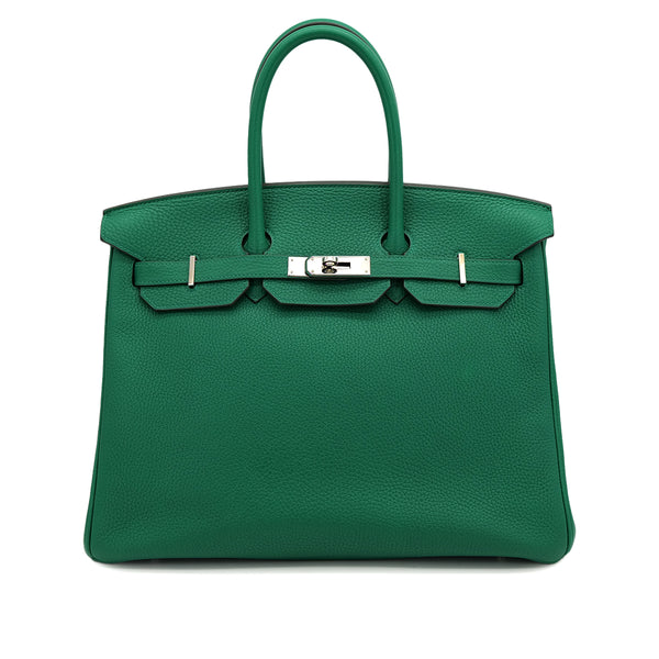 HERMES BIRKIN 35 VERSO VERT VERTIGO VERT FONCE TAURILLON CLEMENCE HAND BAG 2017 A STAMP PALLADIUM HARDWARE 90324745