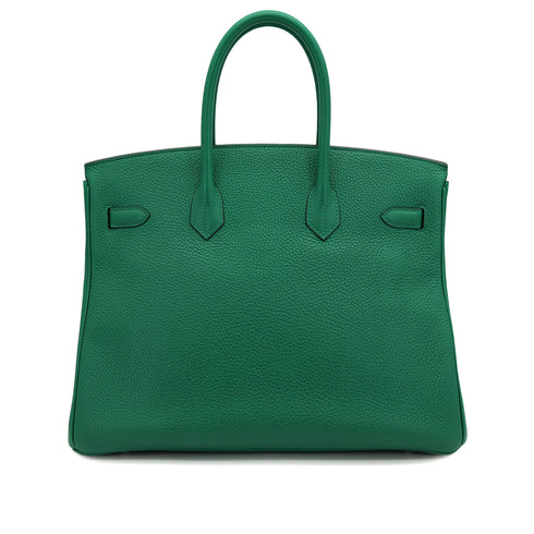 HERMES BIRKIN 35 VERSO VERT VERTIGO VERT FONCE TAURILLON CLEMENCE HAND BAG 2017 A STAMP PALLADIUM HARDWARE 90324745