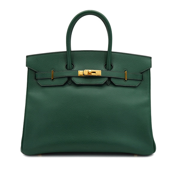 HERMES BIRKIN 35 VERT ARDENNES HAND BAG 2002 SQUARE F GOLD HARDWARE 90327990