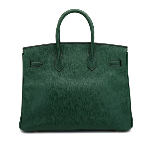 HERMES BIRKIN 35 VERT ARDENNES HAND BAG 2002 SQUARE F GOLD HARDWARE 90327990