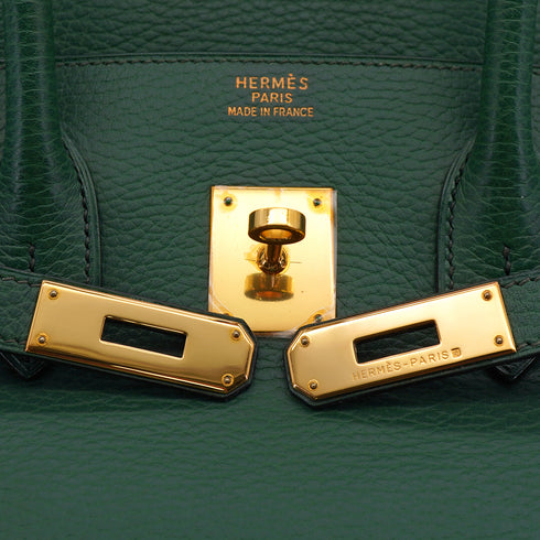 HERMES BIRKIN 35 VERT ARDENNES HAND BAG 2002 SQUARE F GOLD HARDWARE 90327990