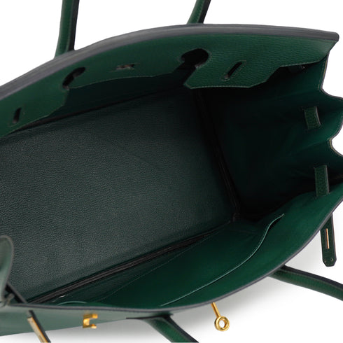 HERMES BIRKIN 35 VERT ARDENNES HAND BAG 2002 SQUARE F GOLD HARDWARE 90327990