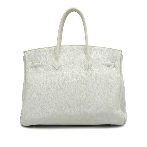 HERMES BIRKIN 35 WHITE TAURILLON CLEMENCE HAND BAG 2006 SQUARE J PALLADIUM HARDWARE 90338298