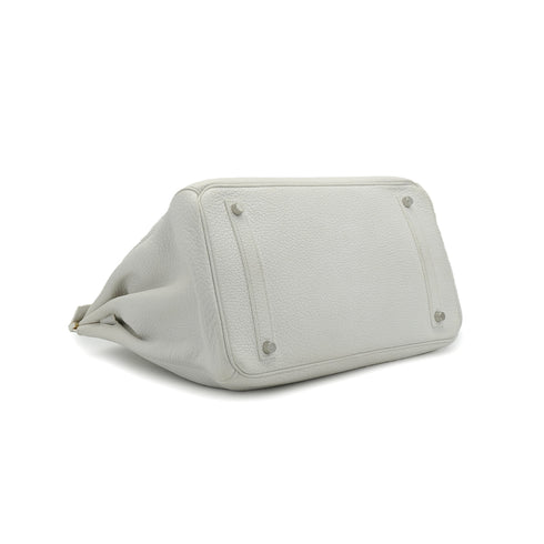HERMES BIRKIN 35 WHITE TAURILLON CLEMENCE HAND BAG 2006 SQUARE J PALLADIUM HARDWARE 90338298