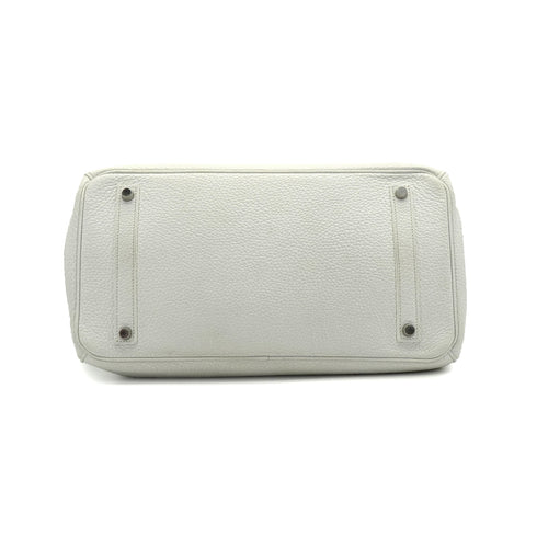 HERMES BIRKIN 35 WHITE TAURILLON CLEMENCE HAND BAG 2006 SQUARE J PALLADIUM HARDWARE 90338298