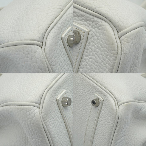 HERMES BIRKIN 35 WHITE TAURILLON CLEMENCE HAND BAG 2006 SQUARE J PALLADIUM HARDWARE 90338298