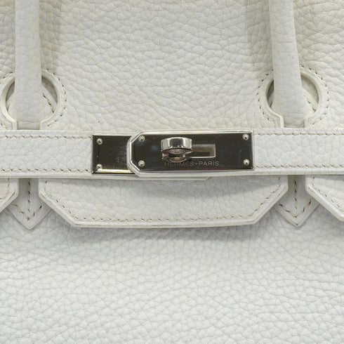 HERMES BIRKIN 35 WHITE TAURILLON CLEMENCE HAND BAG 2006 SQUARE J PALLADIUM HARDWARE 90338298